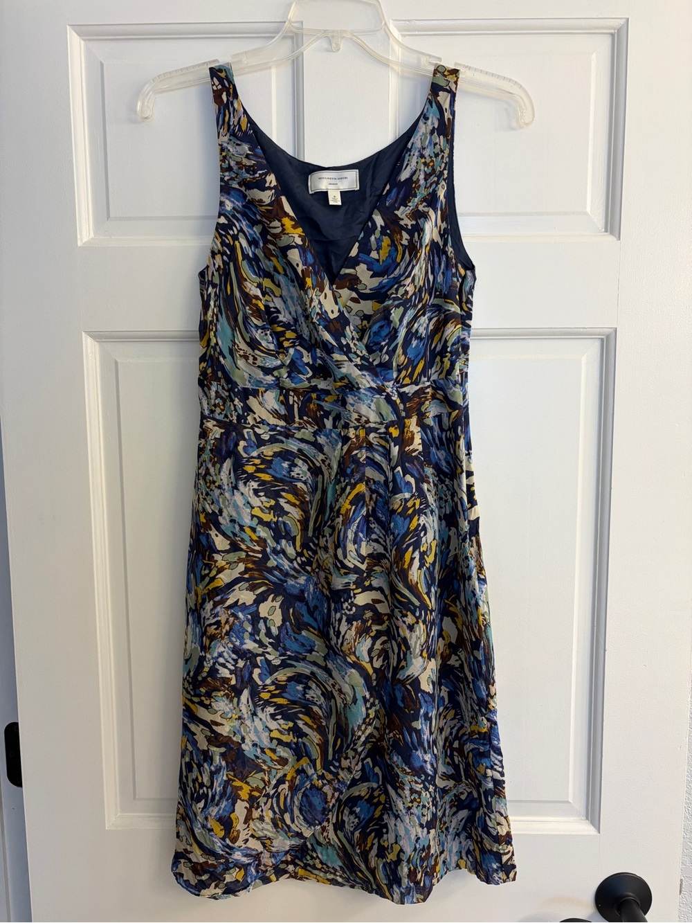 Anthropologie Moulinette Soeurs Oak Apple Dress Multicolor Silk V-Neck, Size 0
